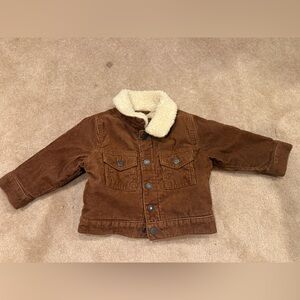 GAP Kids Brown Corduroy Jacket with Cream Sherpa Collar